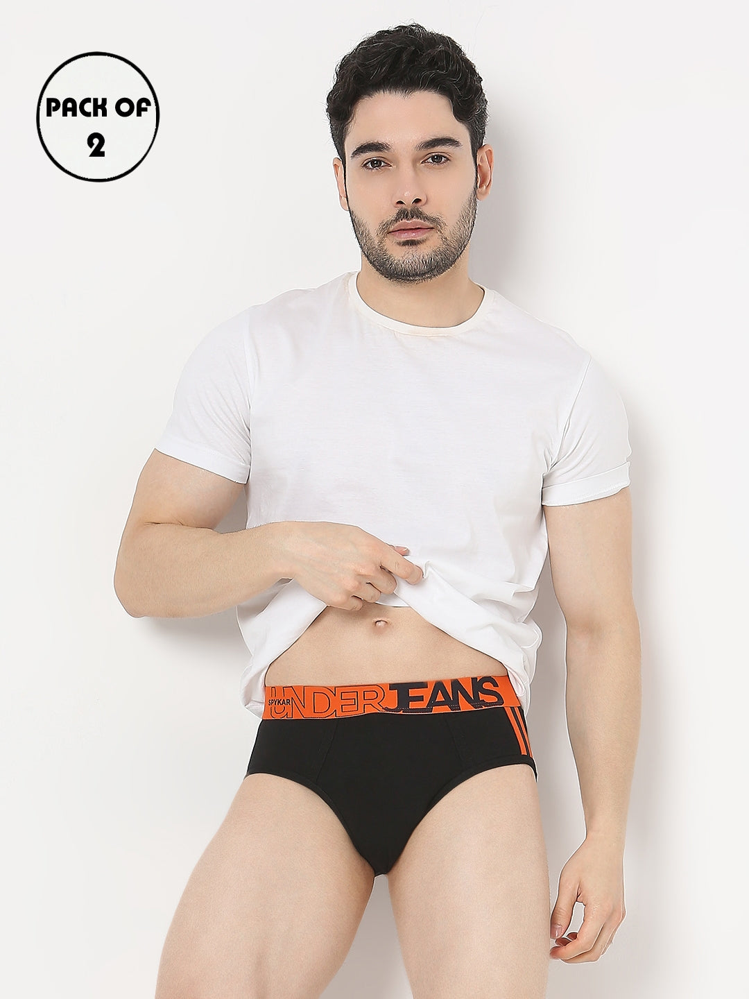 Underjeans by Spykar Men Premium Pack of 2 Black-White Brief