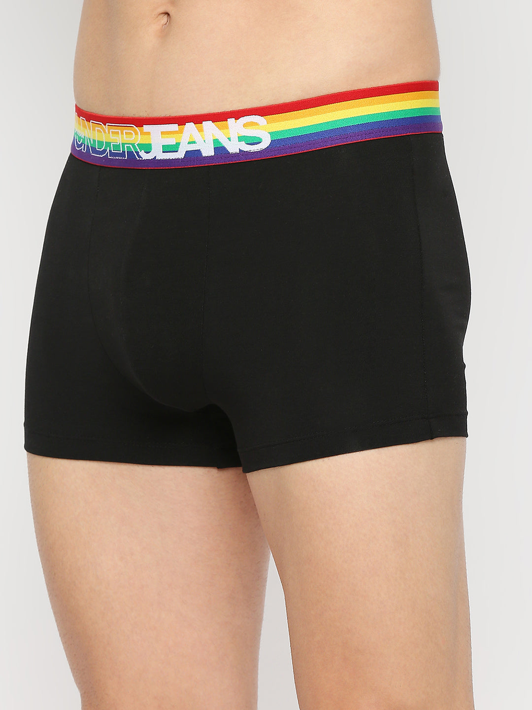 Men Premium Black Cotton Blend Trunk UnderJeans by Spykar