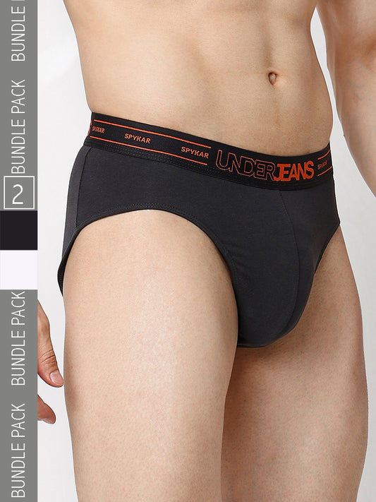 Men Premium Cotton Blend Brief (Pack of 2)- UnderJeans by Spykar