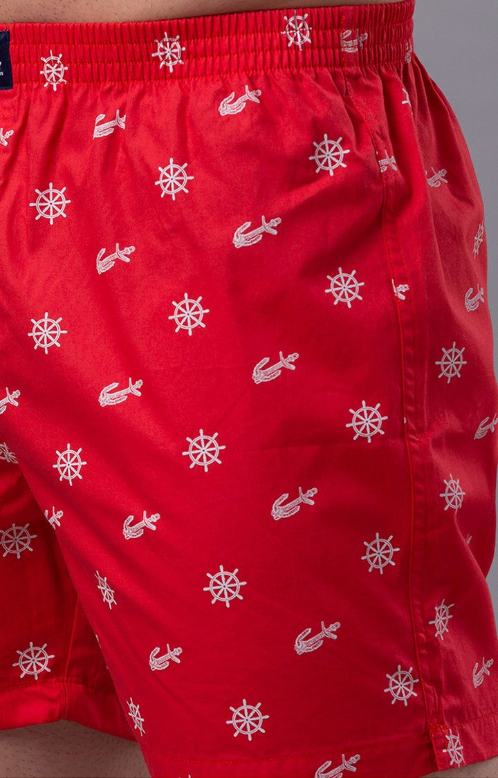 Red Cotton Boxer for Men Premium- UnderJeans by Spykar