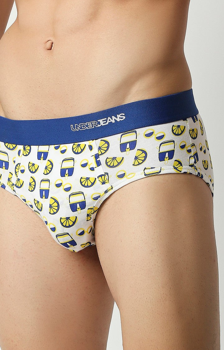 Underjeans by Spykar Men Premium Blue Cotton Blend Regular Fit Brief