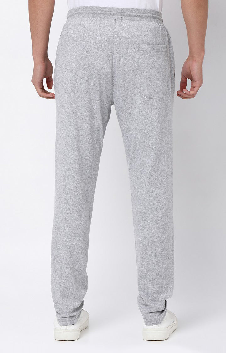 Men Premium Cotton Blend Knitted Grey Trackpant- UnderJeans by Spykar