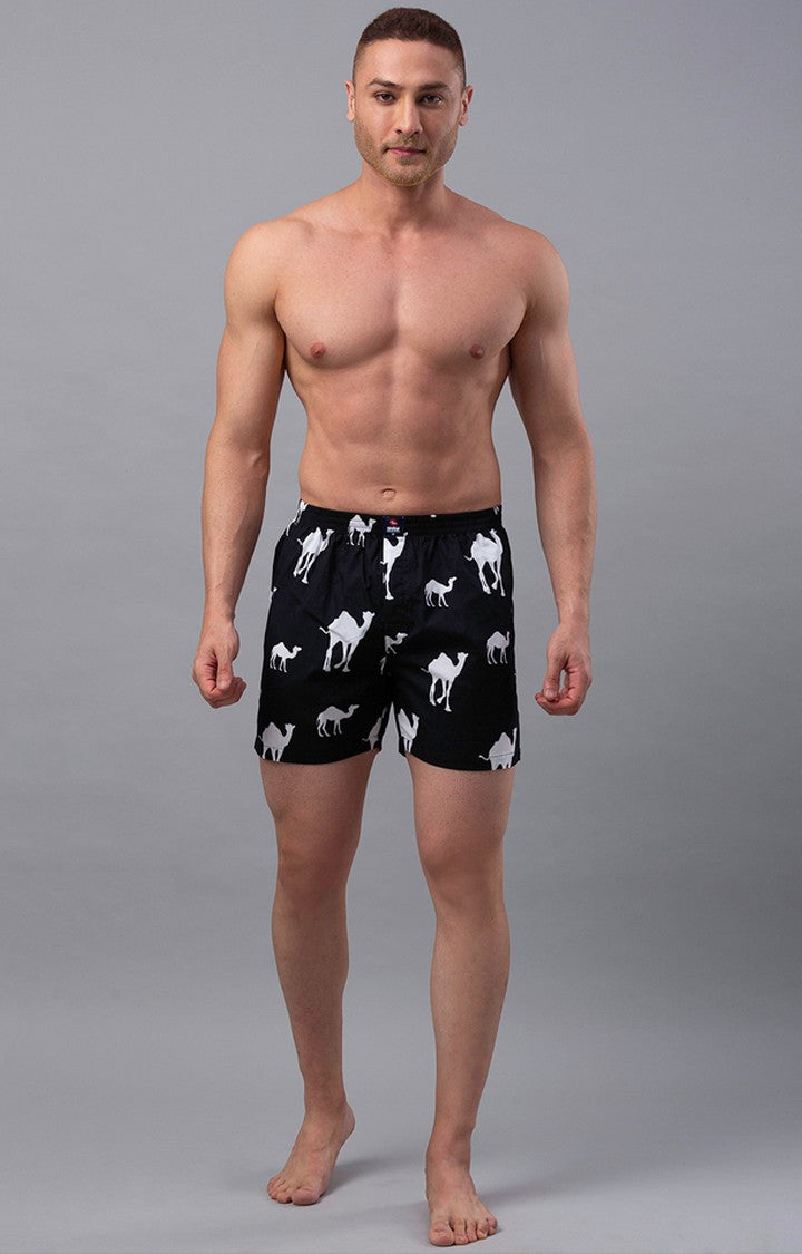 Black Cotton Boxer for Men Premium - (Pack of 2)- UnderJeans by Spykar