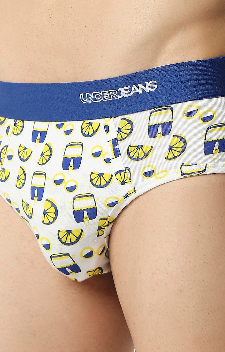 Underjeans by Spykar Men Premium Blue Cotton Blend Regular Fit Brief