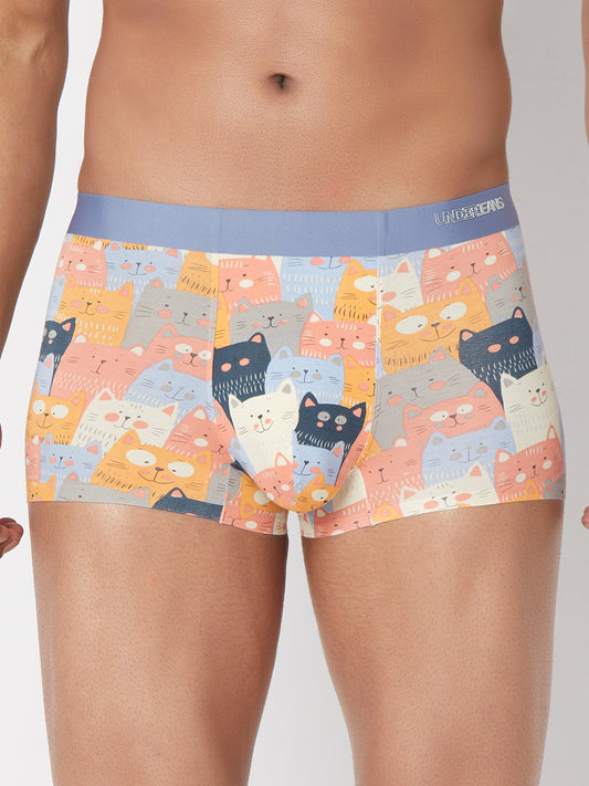 Men Orange Printed Super Premium Bonded Elastic Trunk - UnderJeans by Spykar