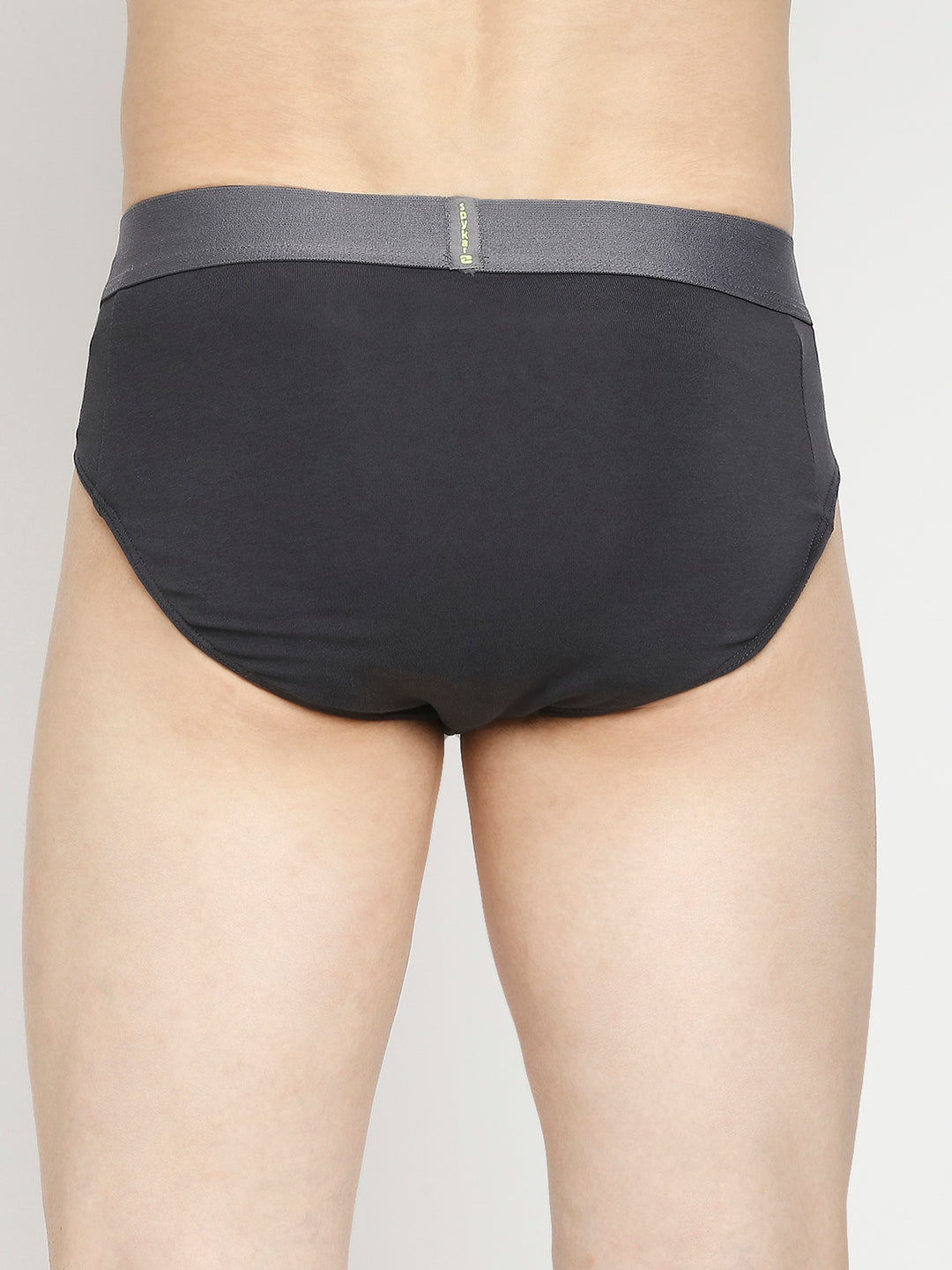 Men Premium Yellow & Dark Grey Cotton Blend Brief - Pack Of 2- UnderJeans by Spykar