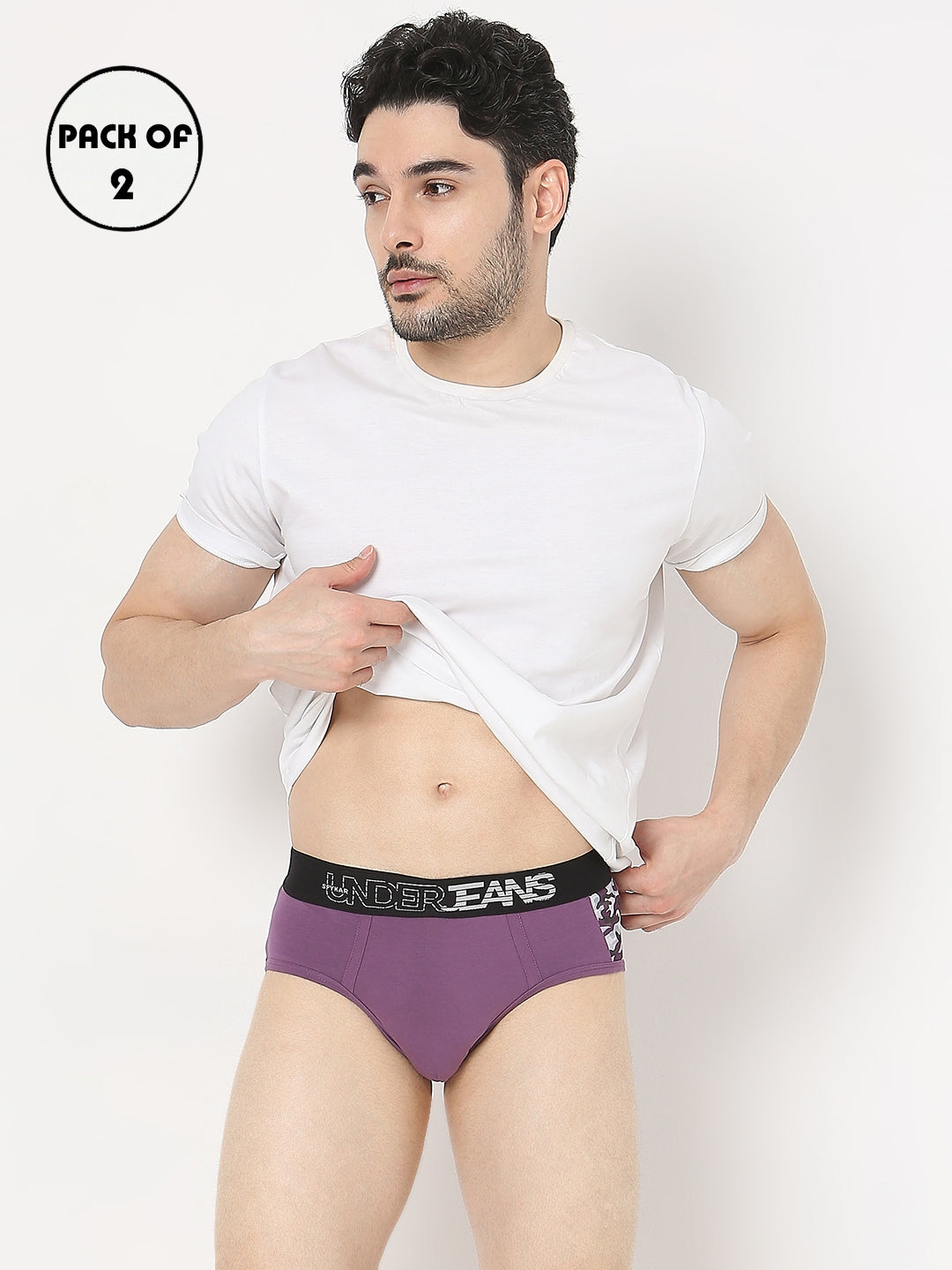 Underjeans by Spykar Men Premium Pack of 2 Black-Purple Brief