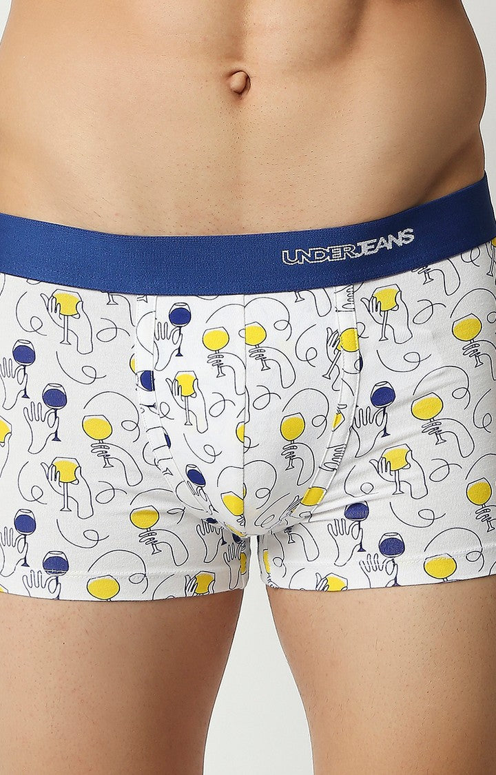 Underjeans by Spykar Men Premium Blue Cotton Blend Printed Trunk
