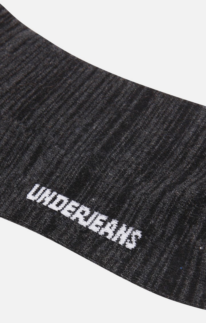 Men Premium Black Ankle Length (Non Terry) Single Pair of Socks- UnderJeans by Spykar