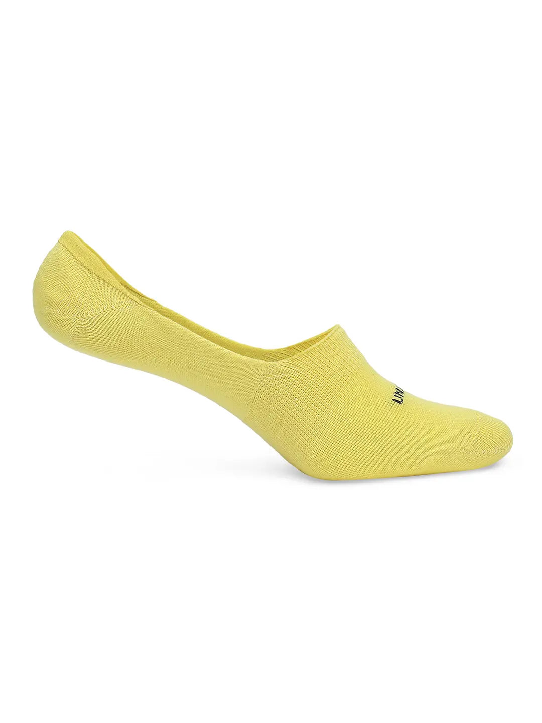 Men Yellow & Olive Cotton Blend No Show Socks - Pack Of 2 - Underjeans by Spykar