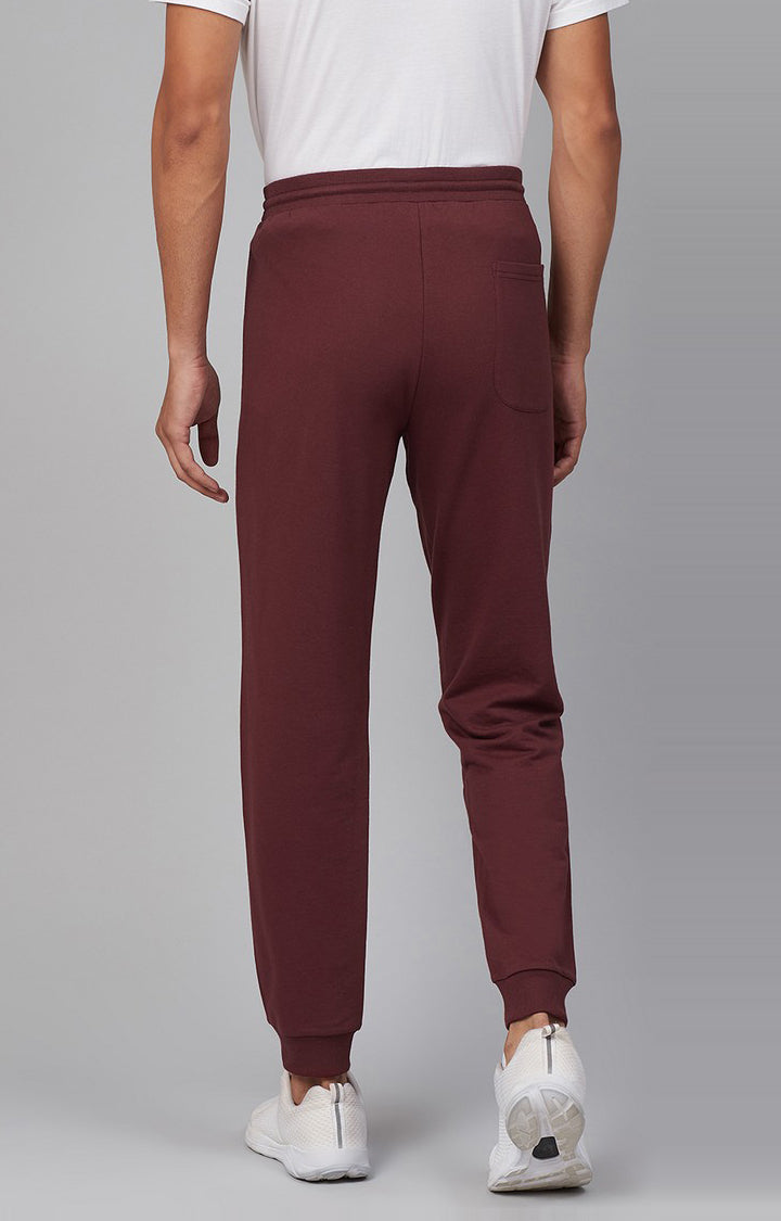 Maroon Cotton Blend Solid Trackpants- UnderJeans by Spykar