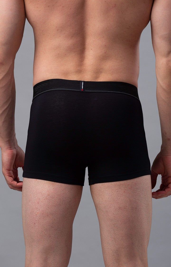 Men Premium Black Cotton Blend Trunk - UnderJeans by Spykar