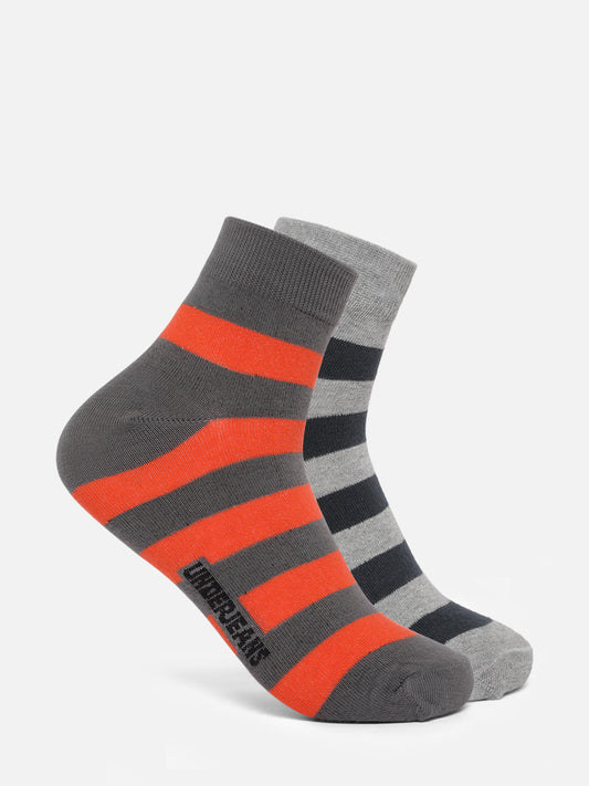 Men Premium Assorted Ankle length (Non terry) Socks Pack of 2- UnderJeans by Spykar