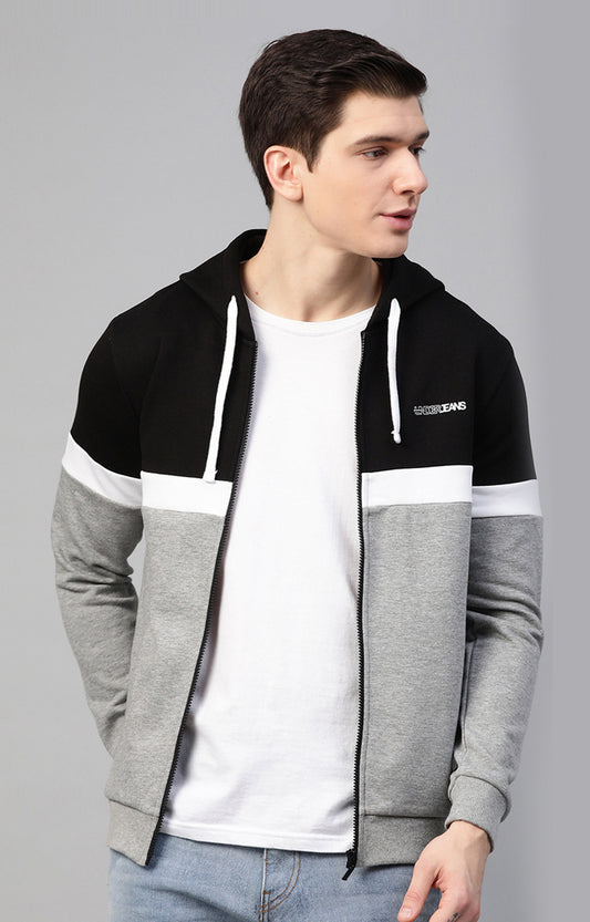 Black Cotton Solid Hooded Sweatshirts- UnderJeans by Spykar