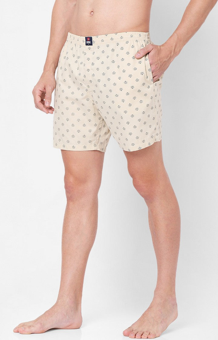 Men Premium Beige Cotton Boxers - UnderJeans by Spykar