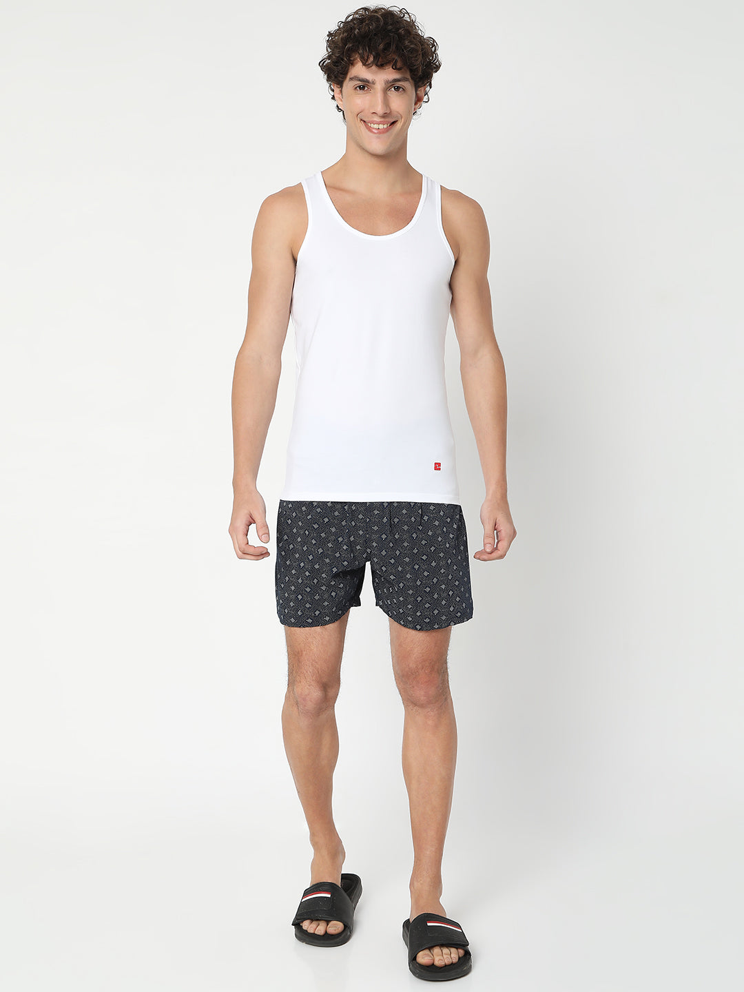 Men Premium White Cotton Blend Regular Fit Vest - UnderJeans by Spykar