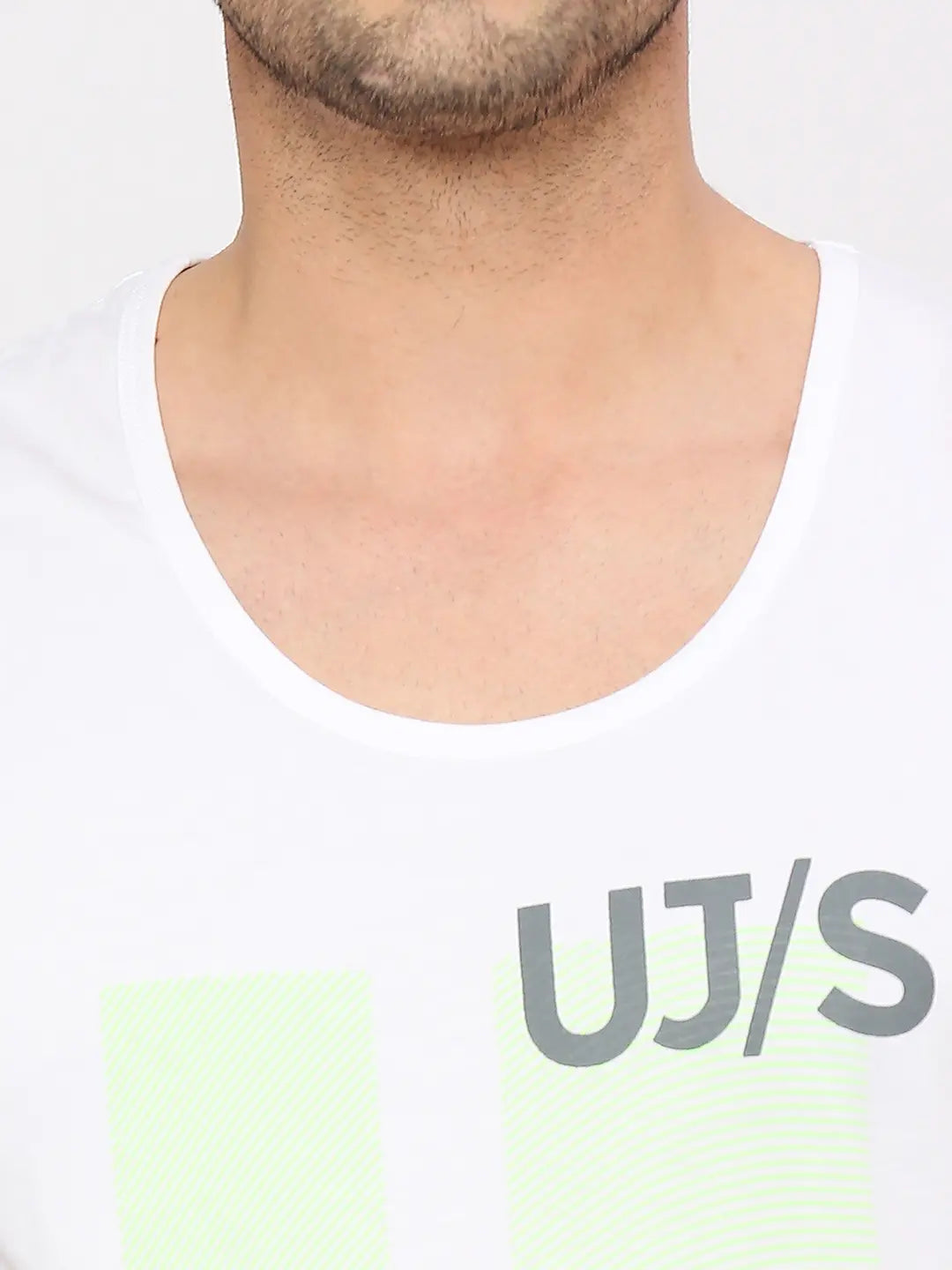 Men Premium Fashion White Muscle Vest- Underjeans by Spykar