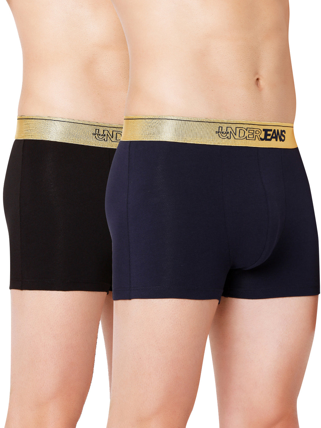 Men Premium Black & Navy Cotton Blend Trunk (Pack of 2)- UnderJeans by Spykar