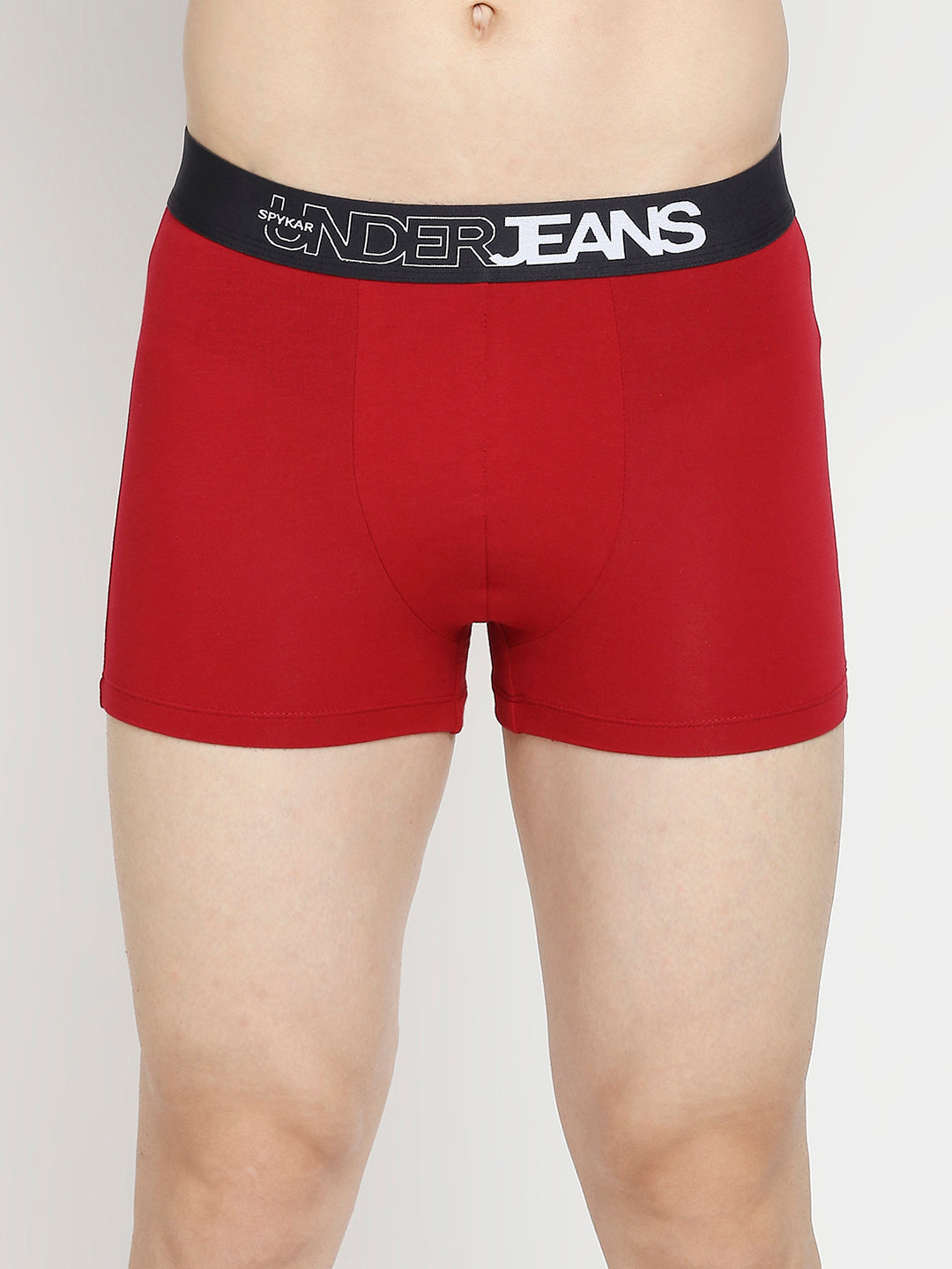 Men Premium Maroon & Dark Grey Cotton Blend Trunk - Pack Of 2- UnderJeans by Spykar