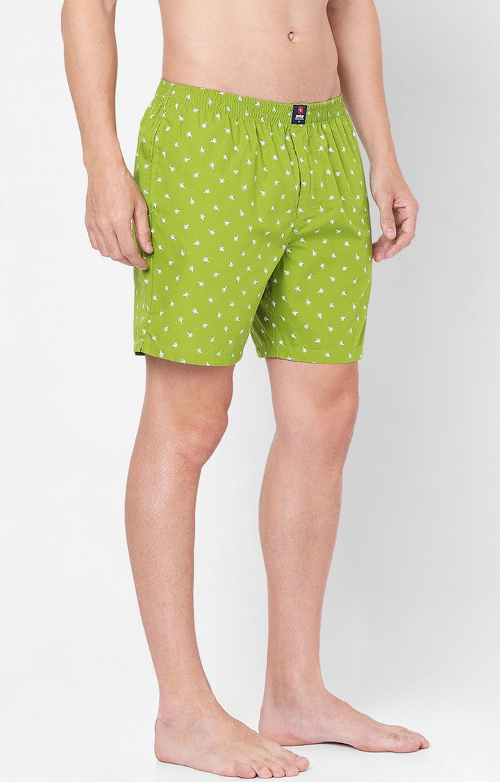 Men Premium Light Green Cotton Boxers- UnderJeans by Spykar