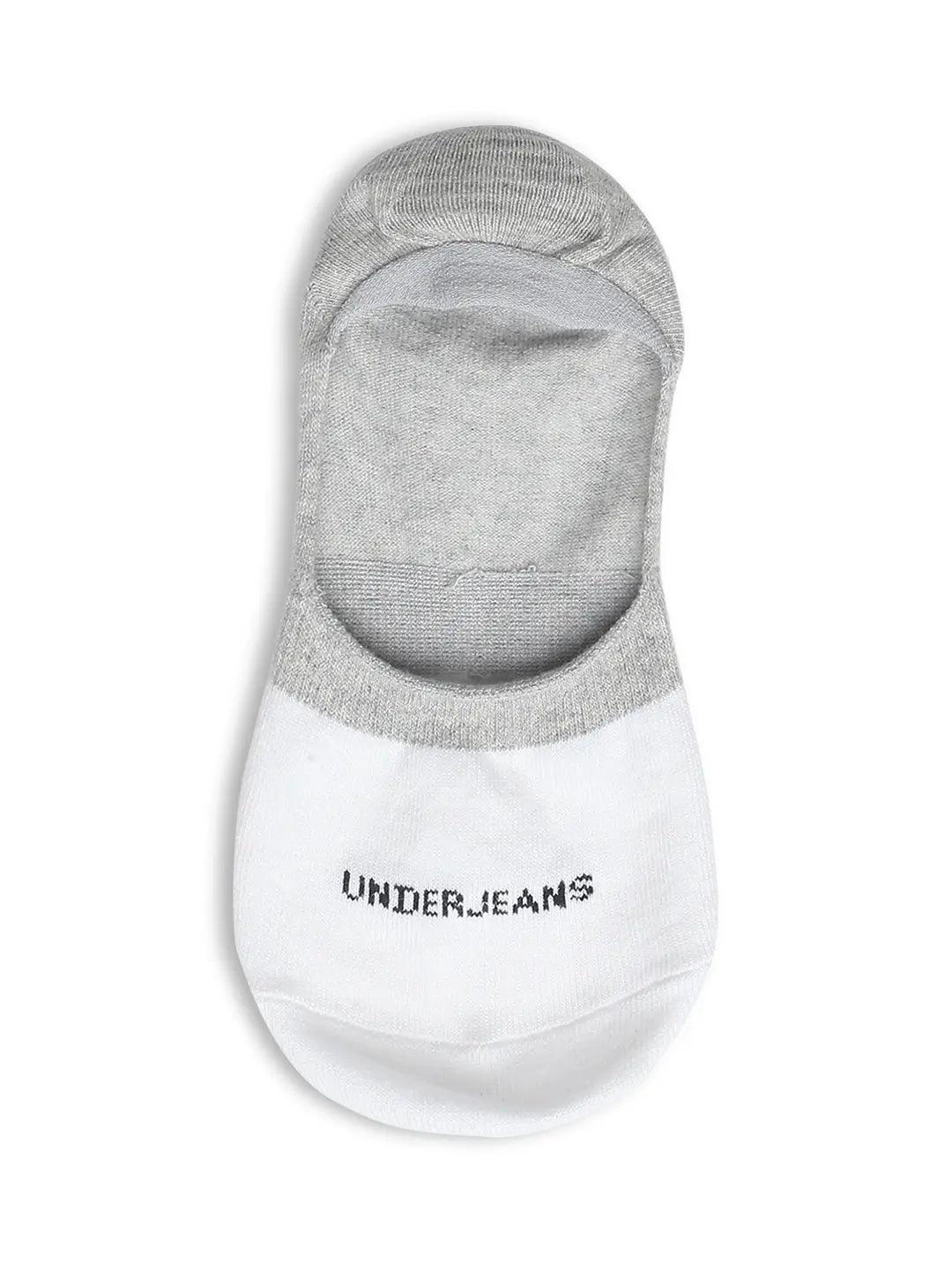 Men White & Bottle Green Cotton Blend No Show Socks - Pack Of 2 - Underjeans by Spykar