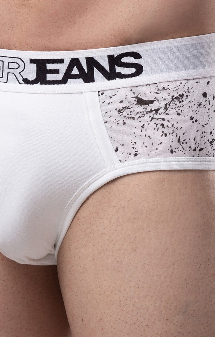 White Cotton Brief for Men Premium- UnderJeans by Spykar