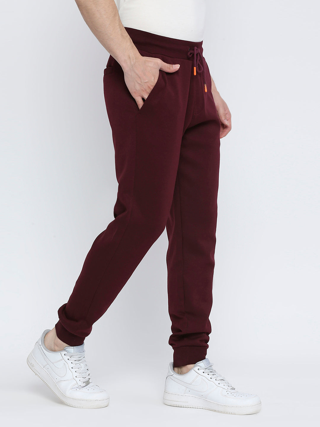 Men Premium Cotton Wine Trackpant - UnderJeans by Spykar