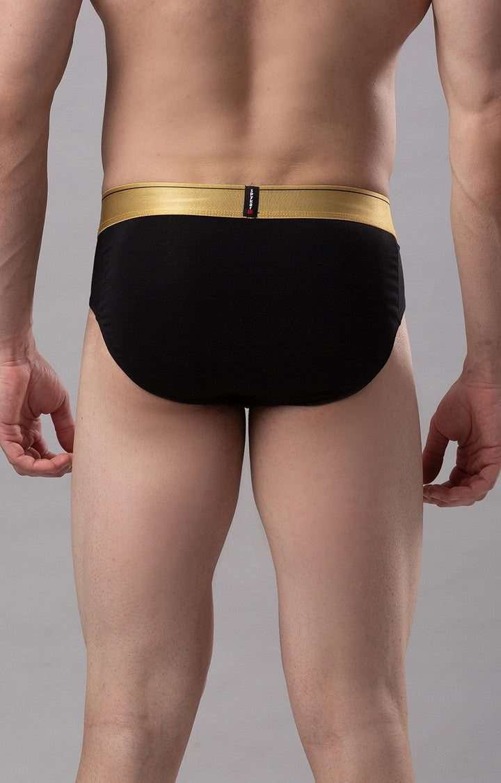 Underjeans by Spykar Men Premium Cotton Blend Black Brief