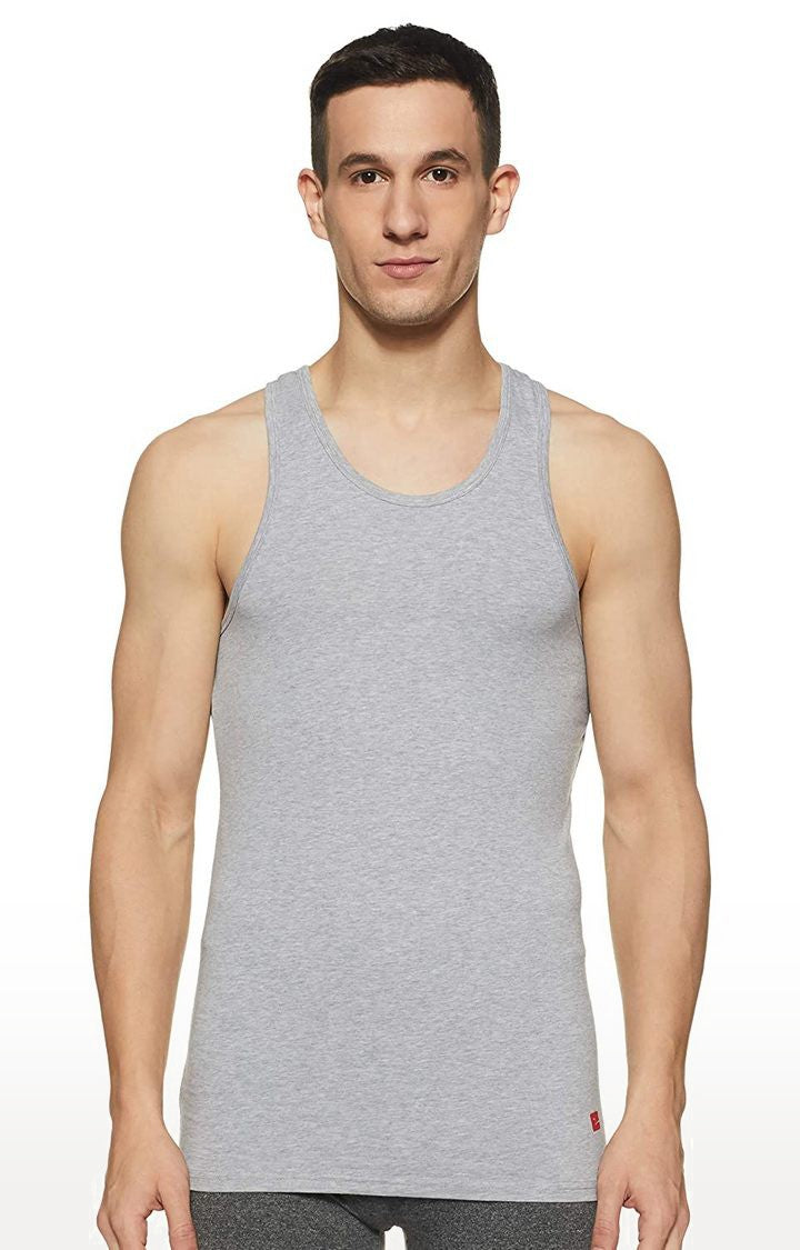 Grey Cotton Lycra Vest (Round Neck)- UnderJeans by Spykar