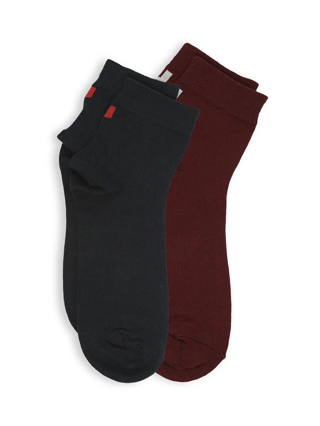 Men Premium Navy & Maroon Ankle Length Socks - Pack Of 2- Underjeans by Spykar