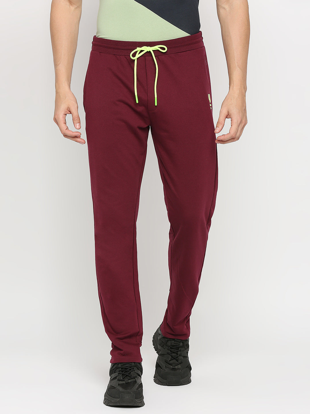 Men Premium Cotton Blend Wine Trackpant - UnderJeans by Spykar