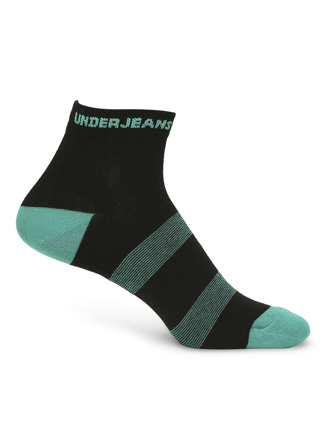 Men Premium Black Royal Blue & Sea Green Ankle Length Socks - Pack Of 2- Underjeans by Spykar