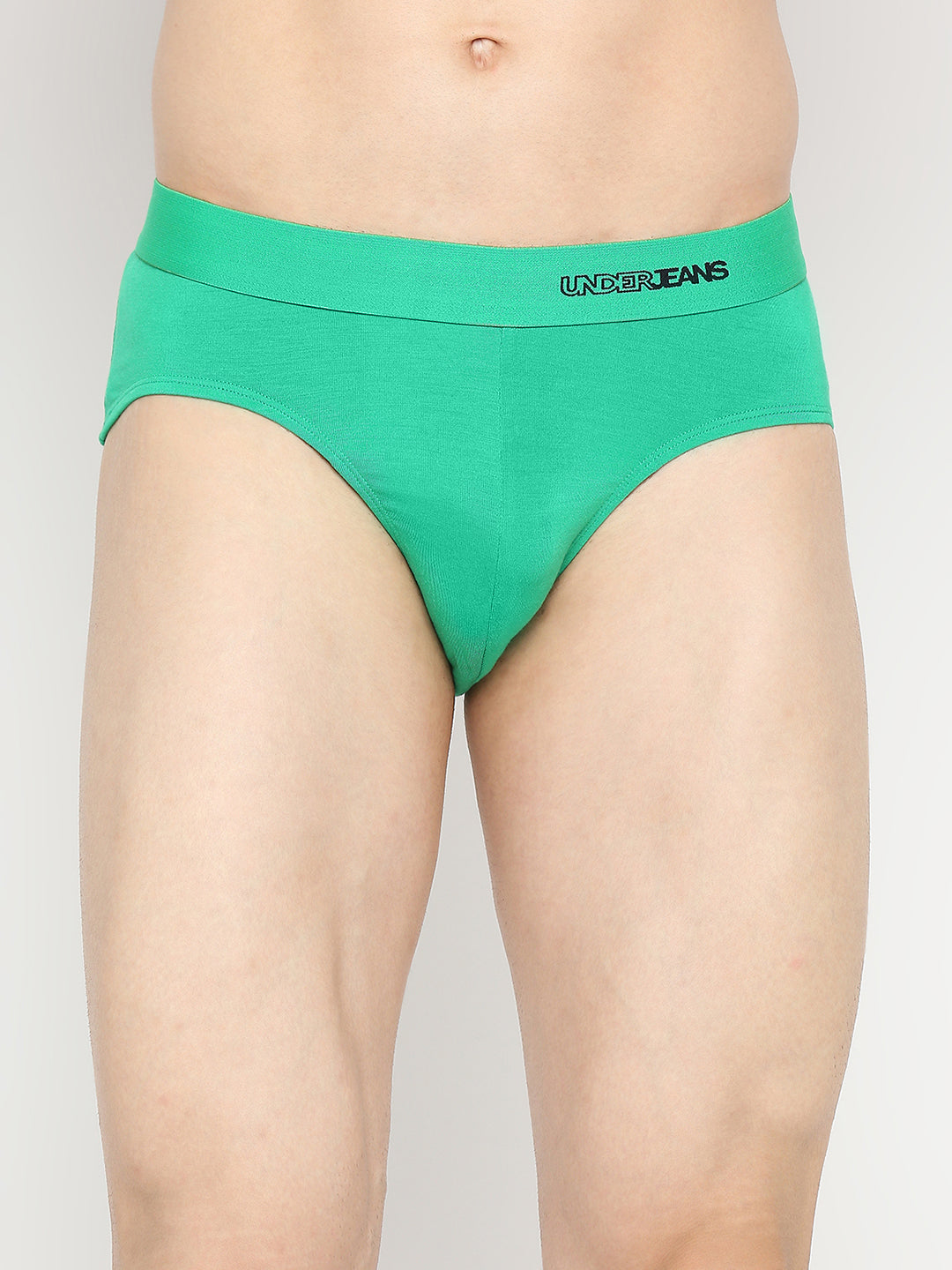Men Premium Micromodal Green Brief - UnderJeans by Spykar