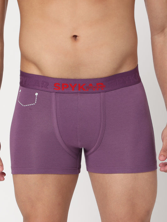 Men Premium Dull Purple Cotton Blend Trunk- UnderJeans by Spykar