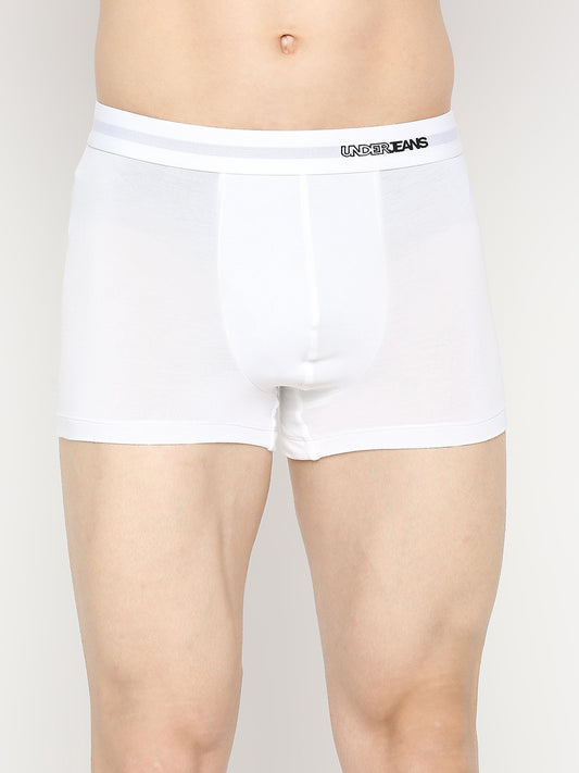 Men Premium Micromodal White Trunk - UnderJeans by Spykar