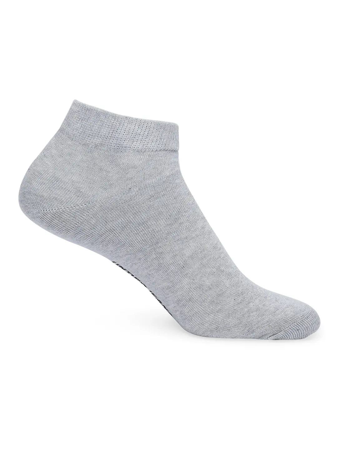 Men Grey Melange & Black Cotton Blend Sneaker Socks - Pack Of 2 - Underjeans by Spykar