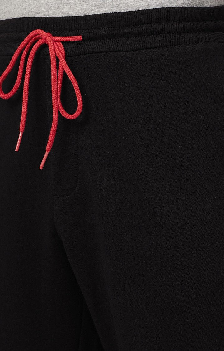 Black Cotton Blend Solid Trackpants- UnderJeans by Spykar
