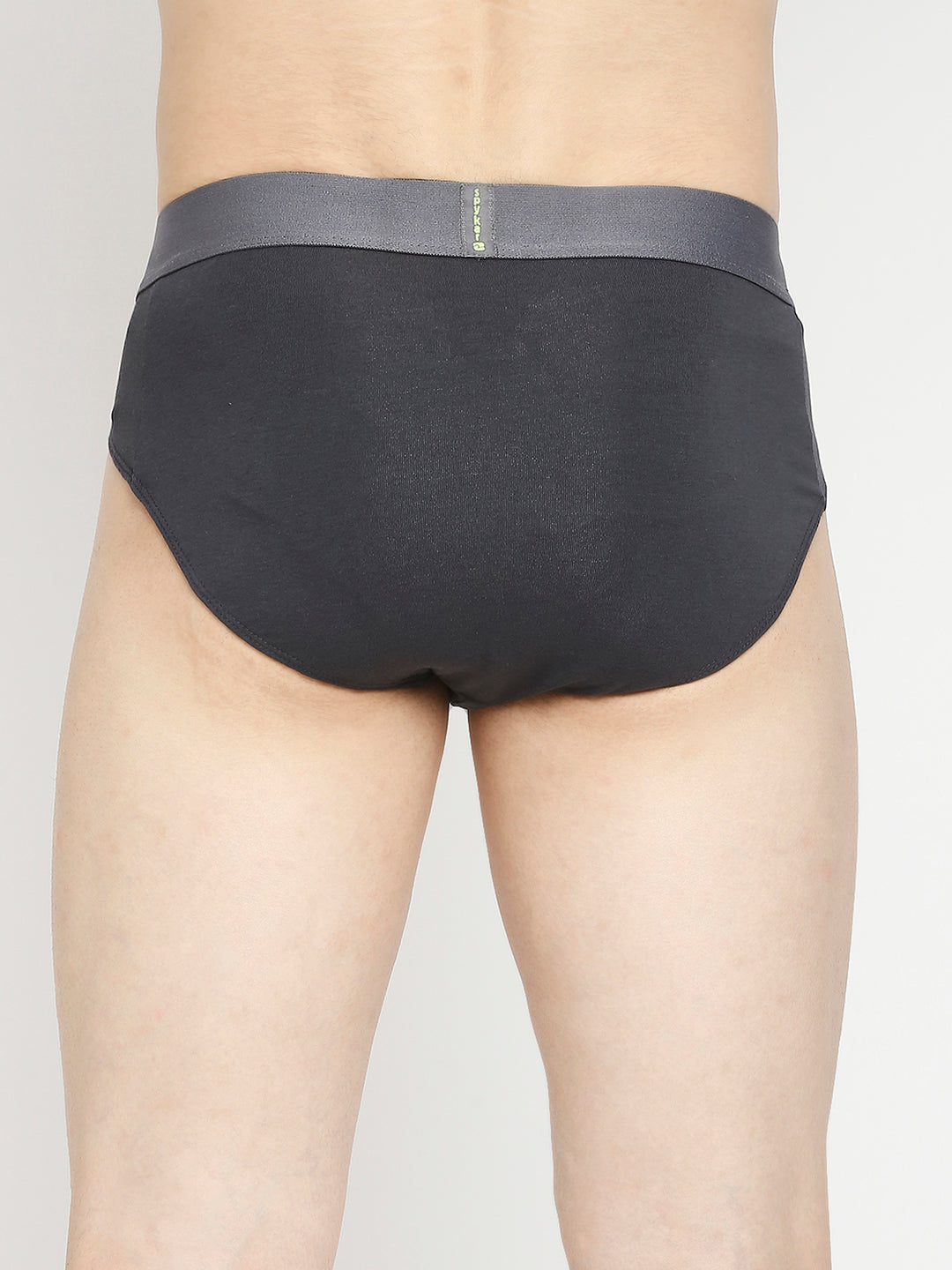Men Premium Dark Grey & Olive Cotton Blend Brief - Pack Of 2- UnderJeans by Spykar