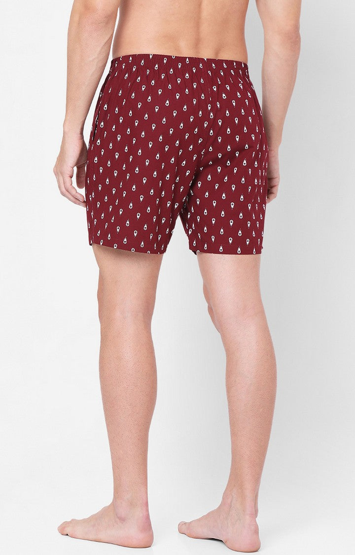 Men Premium Maroon Cotton Boxers- UnderJeans by Spykar