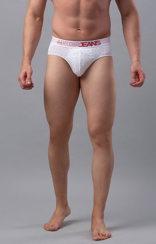 White Cotton Blend Brief for Men Premium- UnderJeans by Spykar