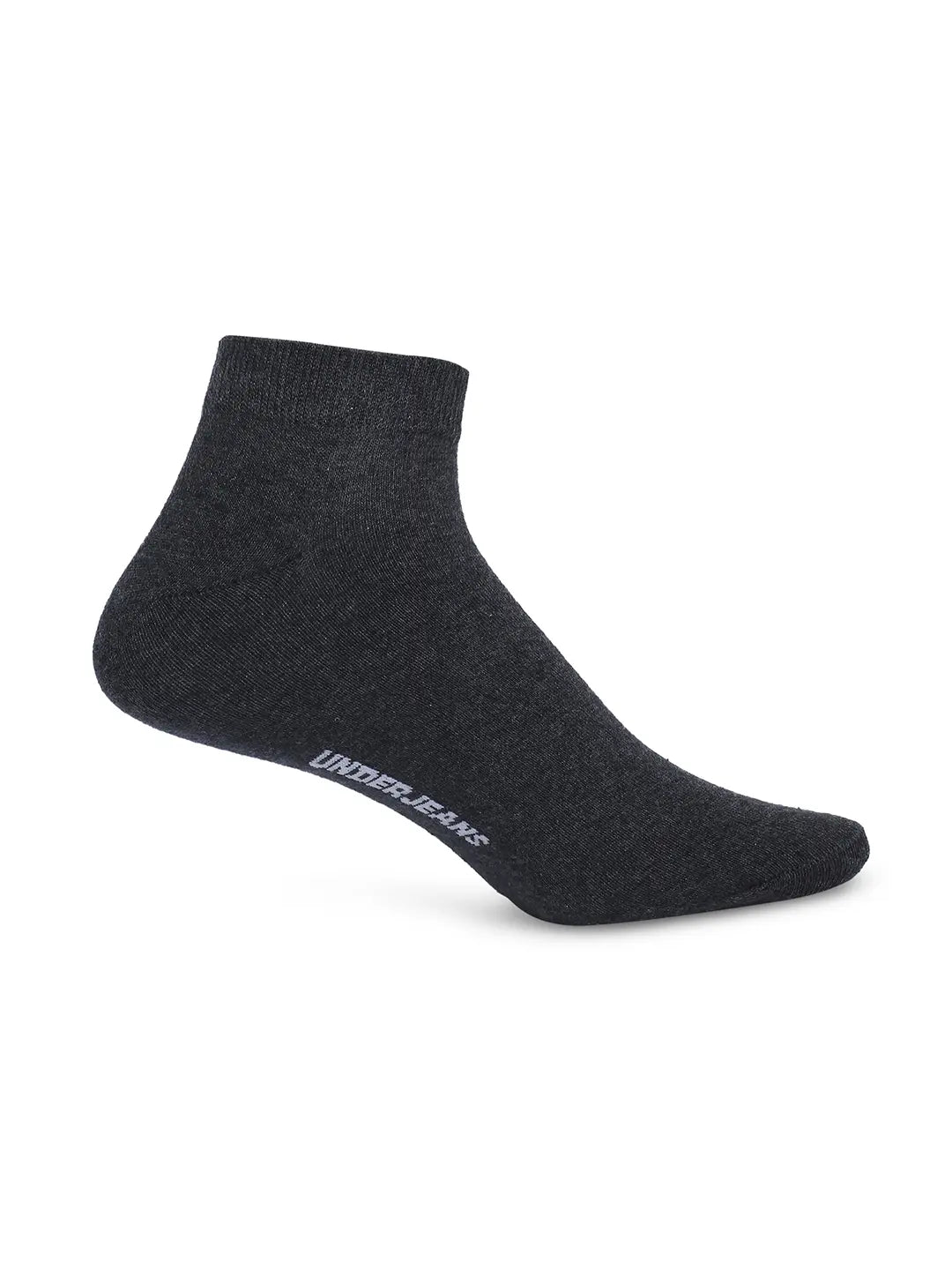 Men Anthra Melange & Red Cotton Blend Sneaker Socks - Pack Of 2 - Underjeans by Spykar