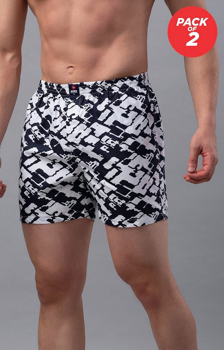White Cotton Boxer for Men Premium - (Pack of 2)- UnderJeans by Spykar