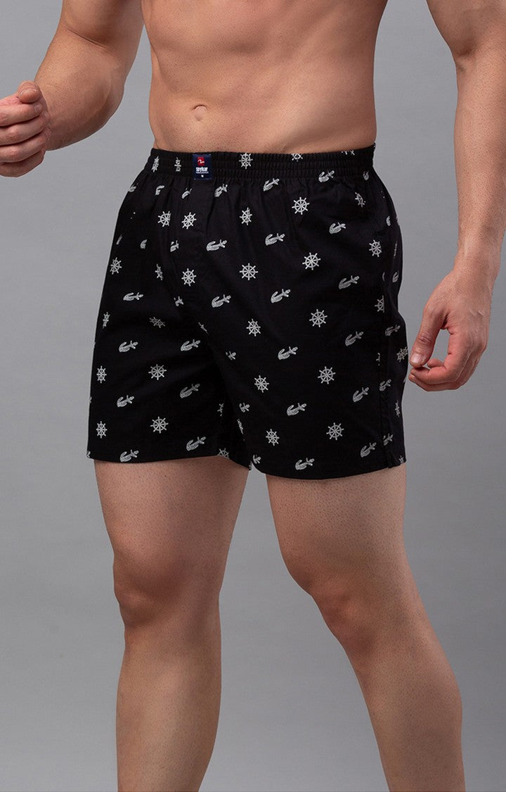 Black Cotton Boxer for Men Premium - (Pack of 2)- UnderJeans by Spykar