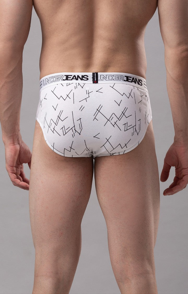 White Cotton Brief for Men Premium - (Pack of 2)- UnderJeans by Spykar