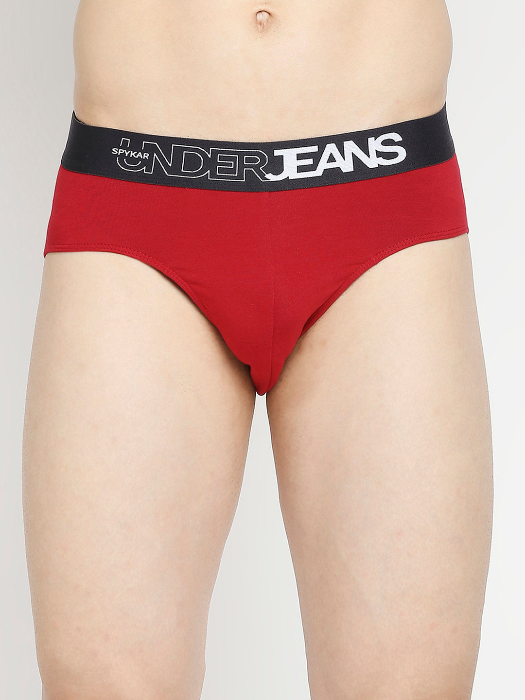 Men Premium Black & Maroon Cotton Blend Brief - Pack Of 2- UnderJeans by Spykar
