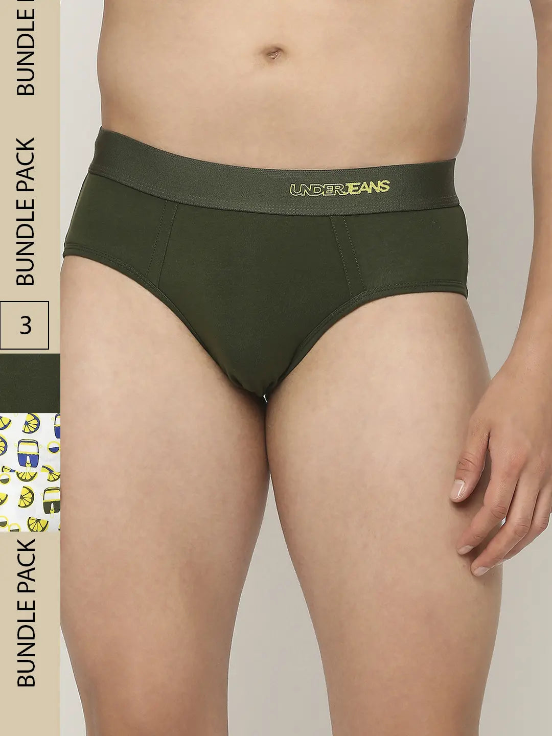 Men Premium Assorted Cotton Blend Printed Brief - Pack Of 3- Underjeans by Spykar