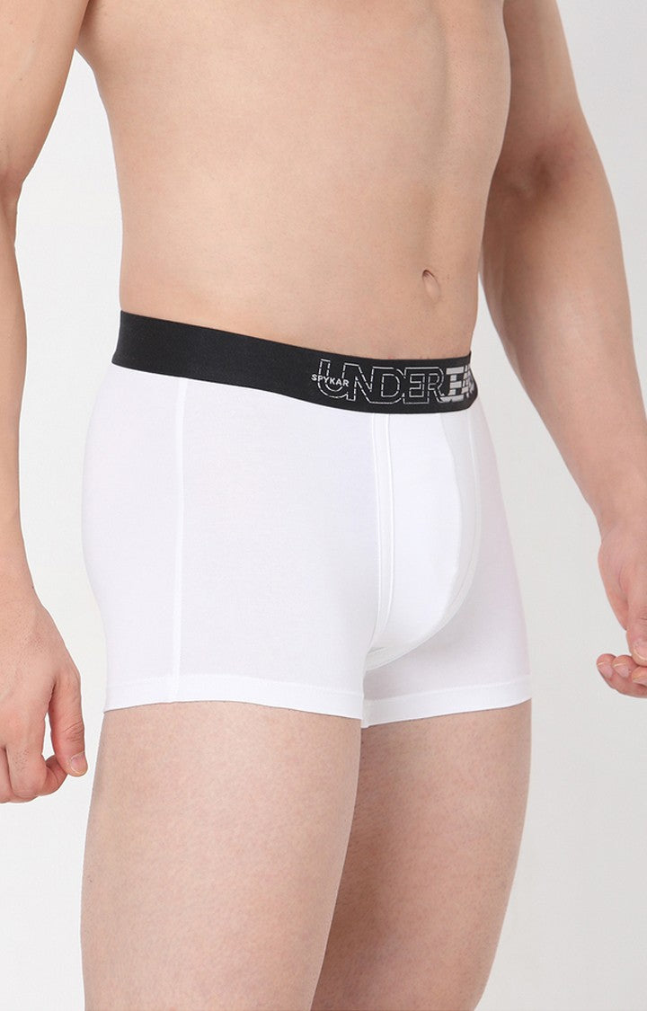 Underjeans By Spykar Men White Solid Trunks