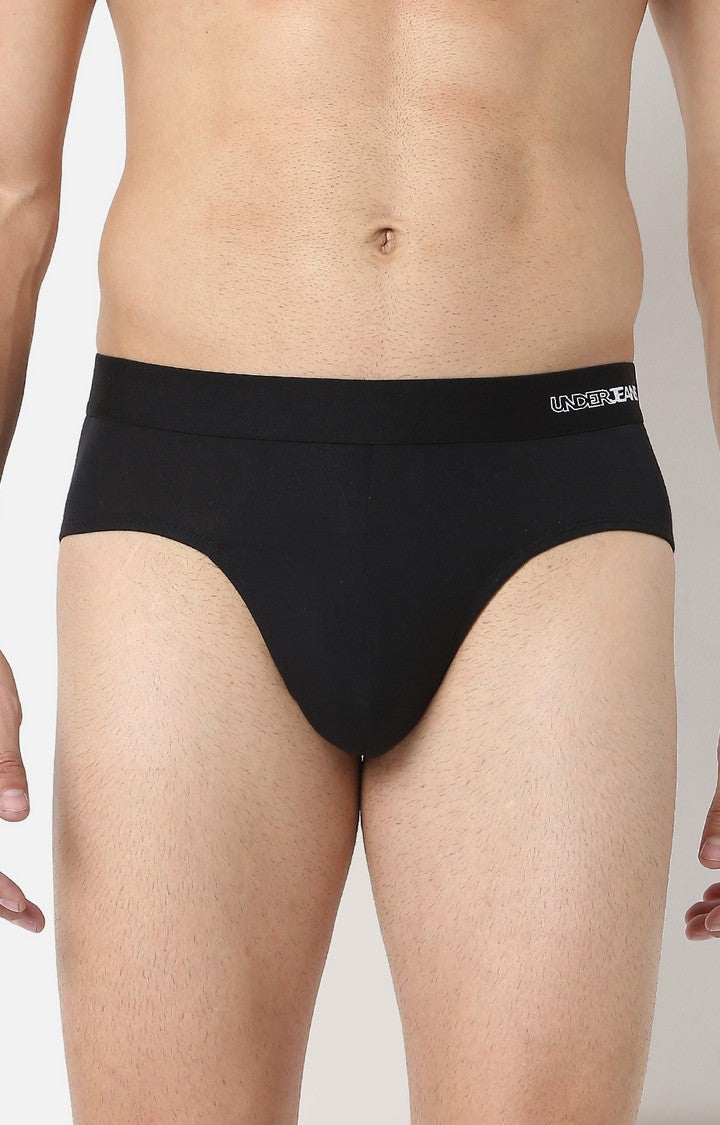Men Premiums Black Micromodal Brief - UnderJeans by Spykar