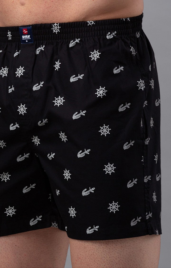 Black Cotton Boxers for Men Premium- UnderJeans by Spykar