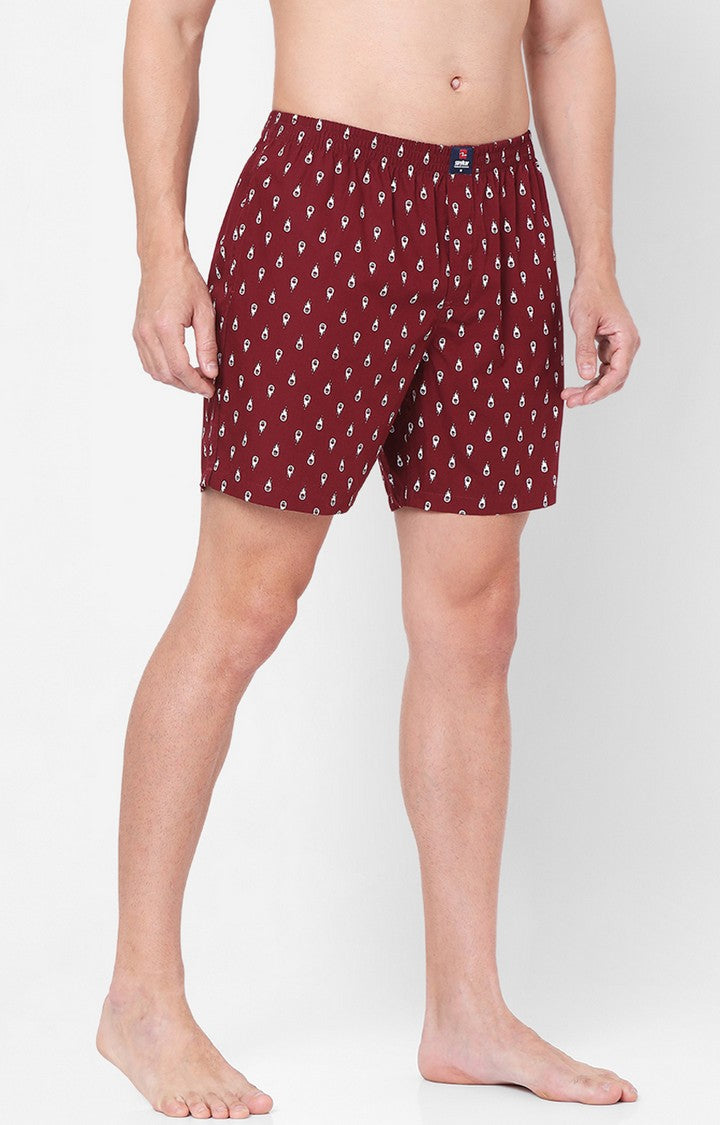 Men Premium Maroon Cotton Boxers- UnderJeans by Spykar